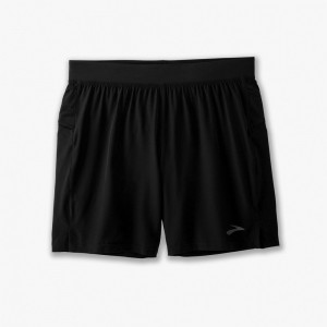 Black Brooks Mens Sherpa 7" Shorts | CDY-250438