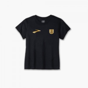 Black Brooks Womens Beasts Gold Distance SS T-Shirt | DFK-746105