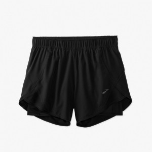 Black Brooks Womens Chaser 5" 2-in-1 Shorts | PSJ-360152