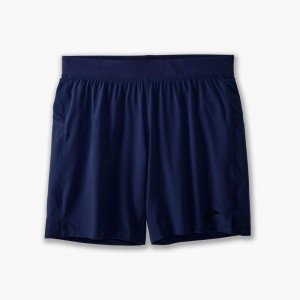 Navy Brooks Mens Sherpa 7" Shorts | IJP-905214