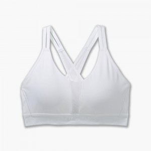 White Brooks Womens Plunge 2.0 Sports Bra | DFN-396784