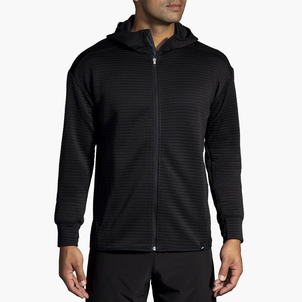 Black Brooks Mens Activate Midweight Hoodie Top | HRM-168402