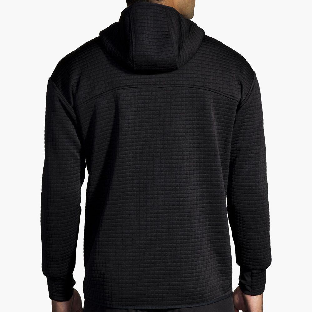 Black Brooks Mens Activate Midweight Hoodie Top | HRM-168402