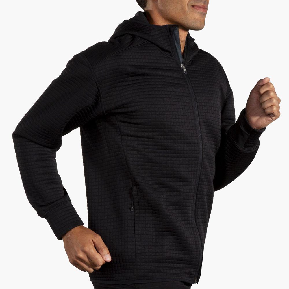 Black Brooks Mens Activate Midweight Hoodie Top | HRM-168402