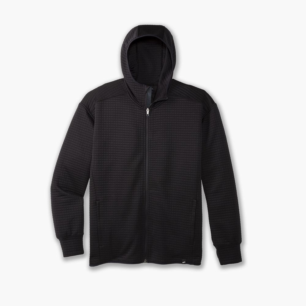 Black Brooks Mens Activate Midweight Hoodie Top | HRM-168402