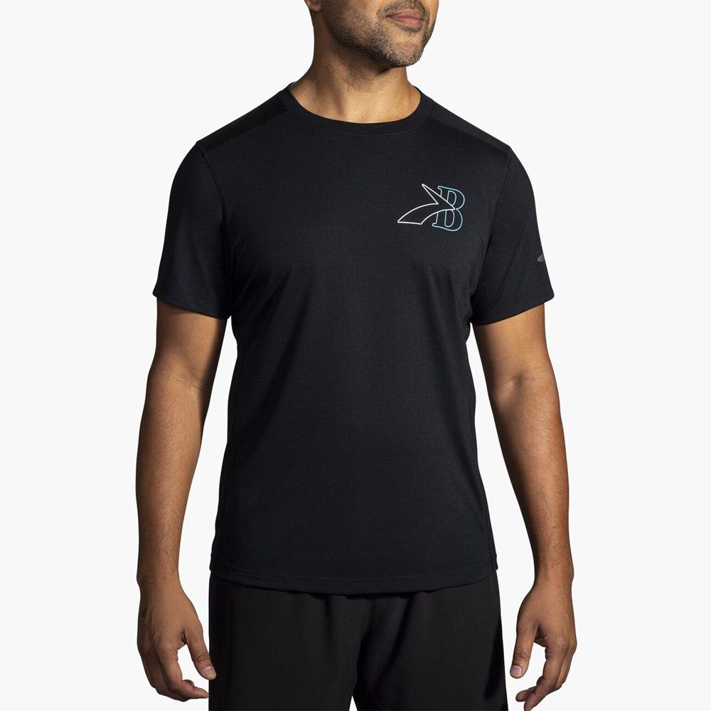 Black Brooks Mens Distance Short Sleeve 3.0 T-Shirt | UEM-398516