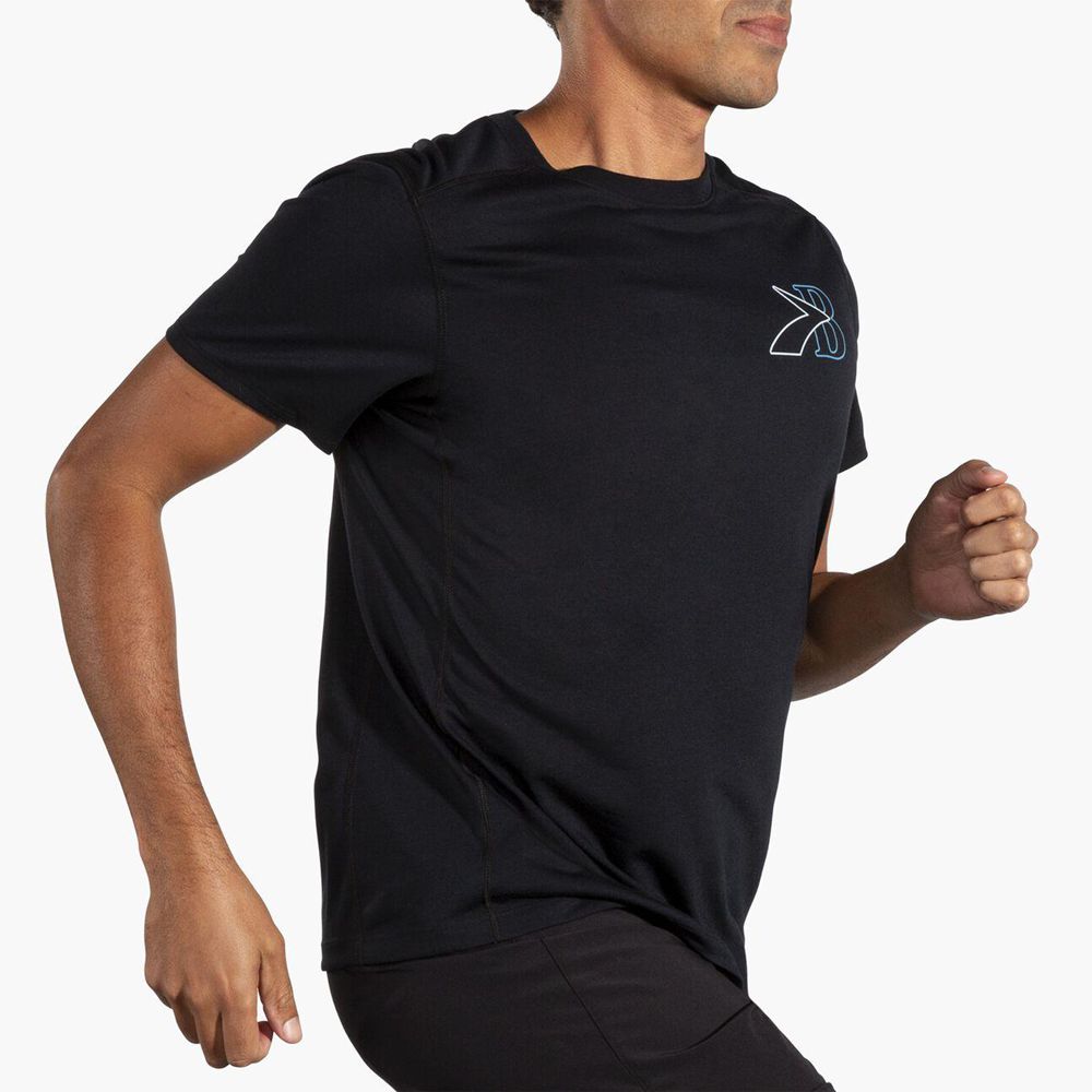 Black Brooks Mens Distance Short Sleeve 3.0 T-Shirt | UEM-398516