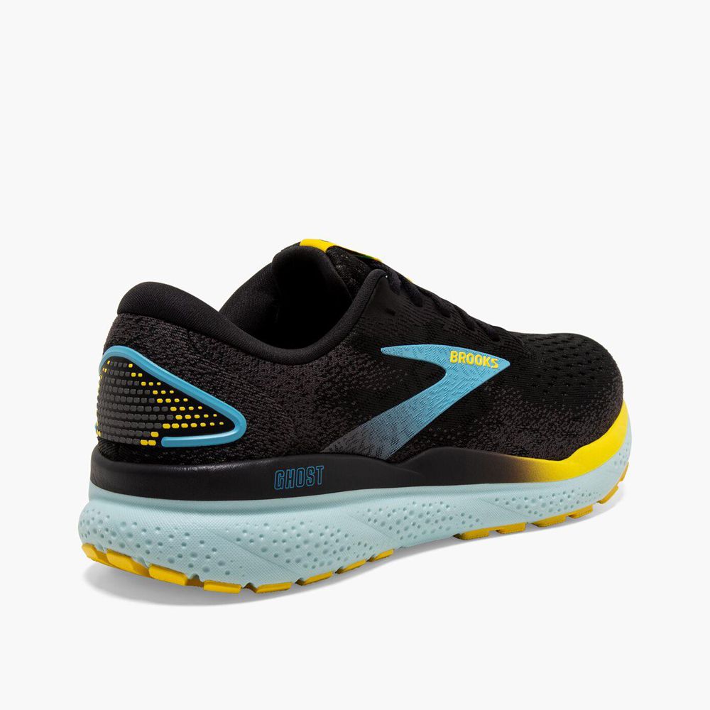 Black Brooks Mens Ghost 16 Sports Shoes | SGT-986705