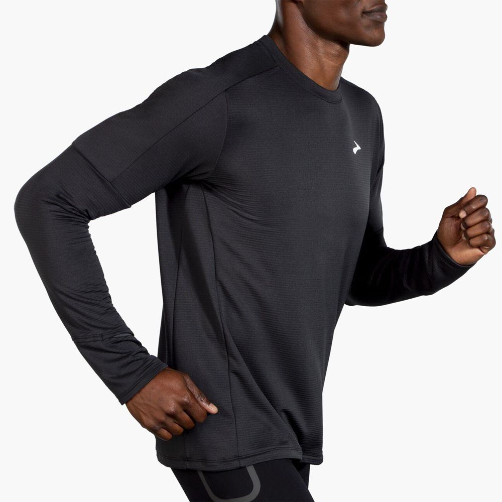 Black Brooks Mens Notch Thermal Long Sleeve 2.0 T-Shirt | CUP-671302