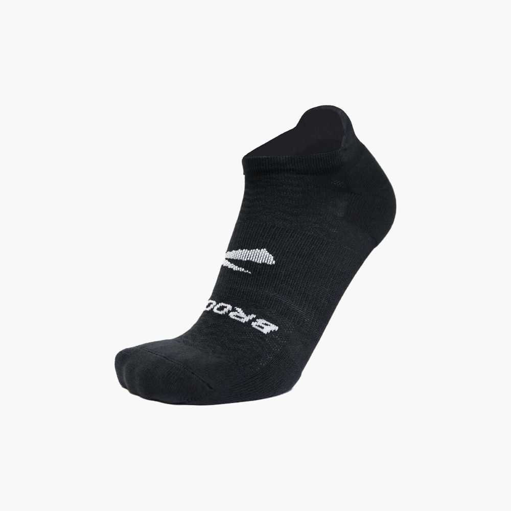 Black Brooks Mens Run-In No Show 3-Pack Socks | SNJ-219074