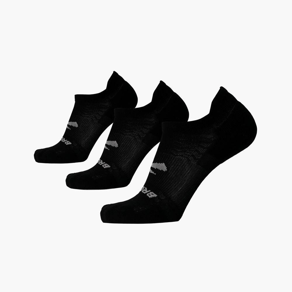 Black Brooks Mens Run-In No Show 3-Pack Socks | BPL-548137