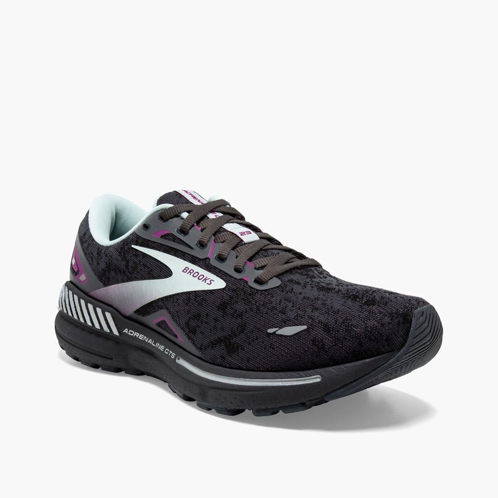 Black Brooks Womens Adrenaline GTS 23 Running Shoes | WGR-518376