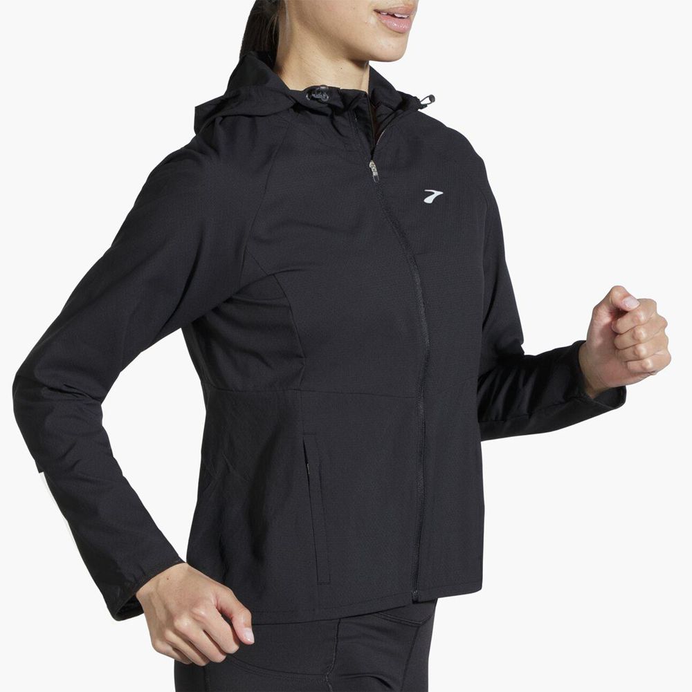 Black Brooks Womens Canopy Jacket | VJM-173896