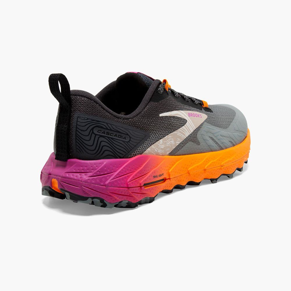 Black Brooks Womens Cascadia 17 Trail Running Shoes | SVA-582763