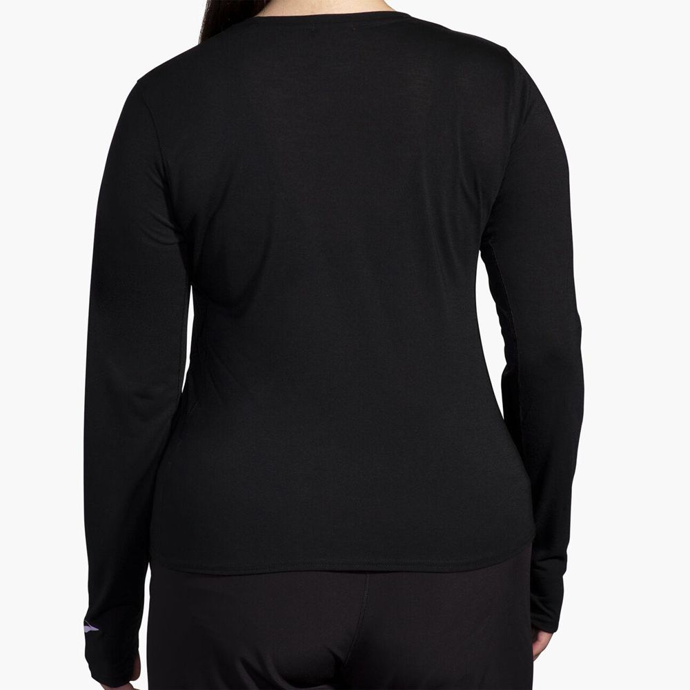 Black Brooks Womens Distance Long Sleeve 3.0 T-Shirt | BWK-149530