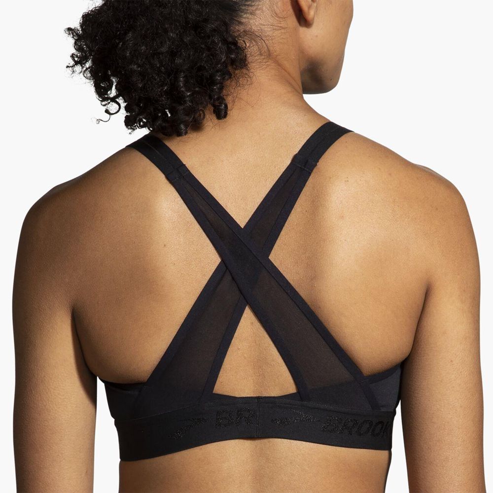 Black Brooks Womens Plunge 2.0 Sports Bra | YBX-863794