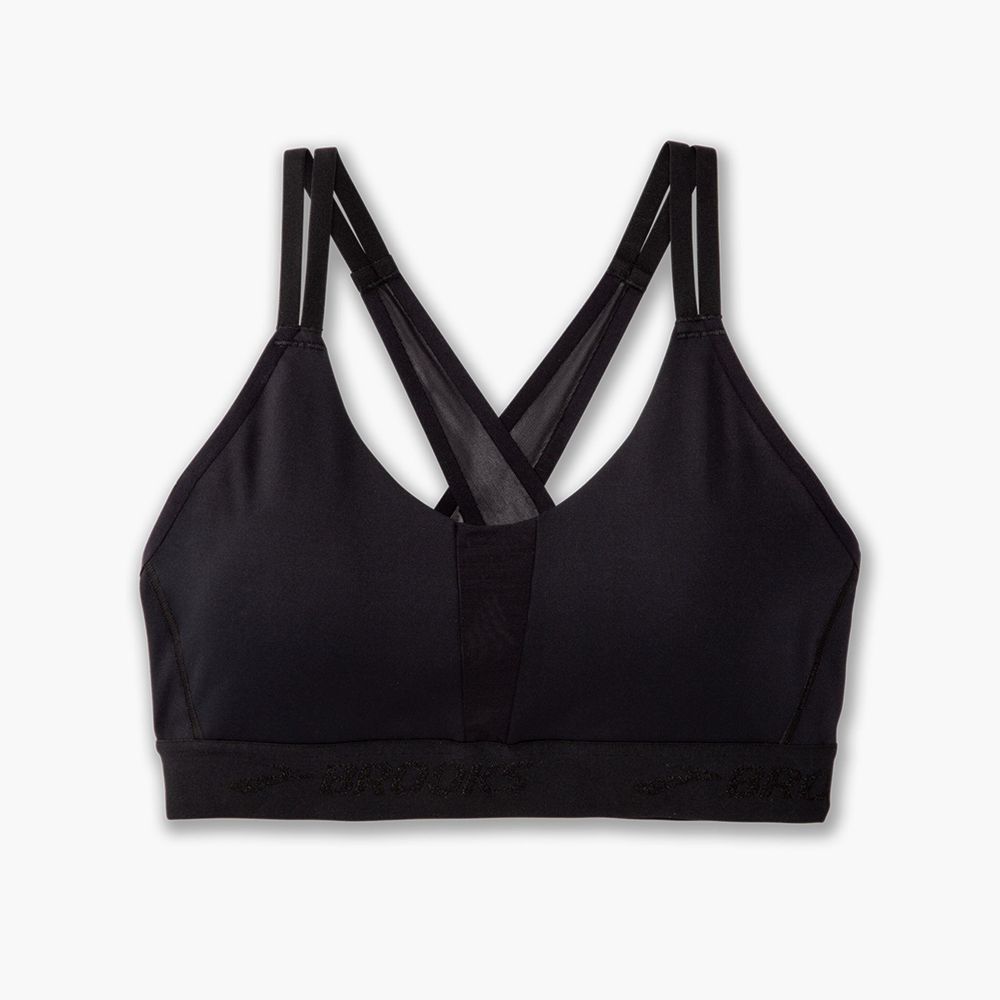 Black Brooks Womens Plunge 2.0 Sports Bra | YBX-863794