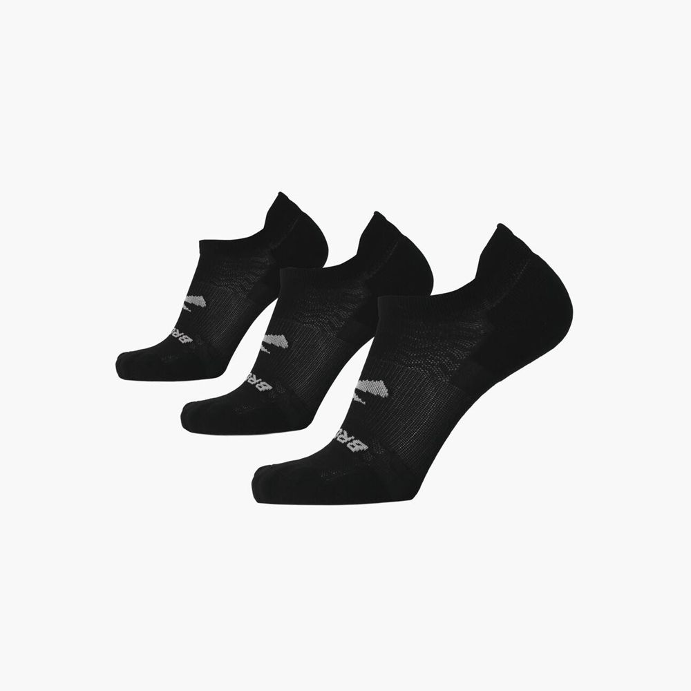 Black Brooks Womens Run-In No Show 3-Pack Socks | DTP-023479