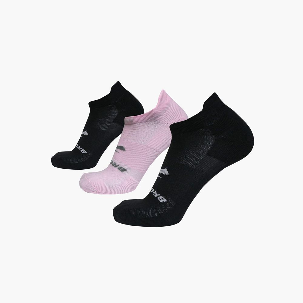 Black Brooks Womens Run-In No Show 3-Pack Socks | IYB-431257