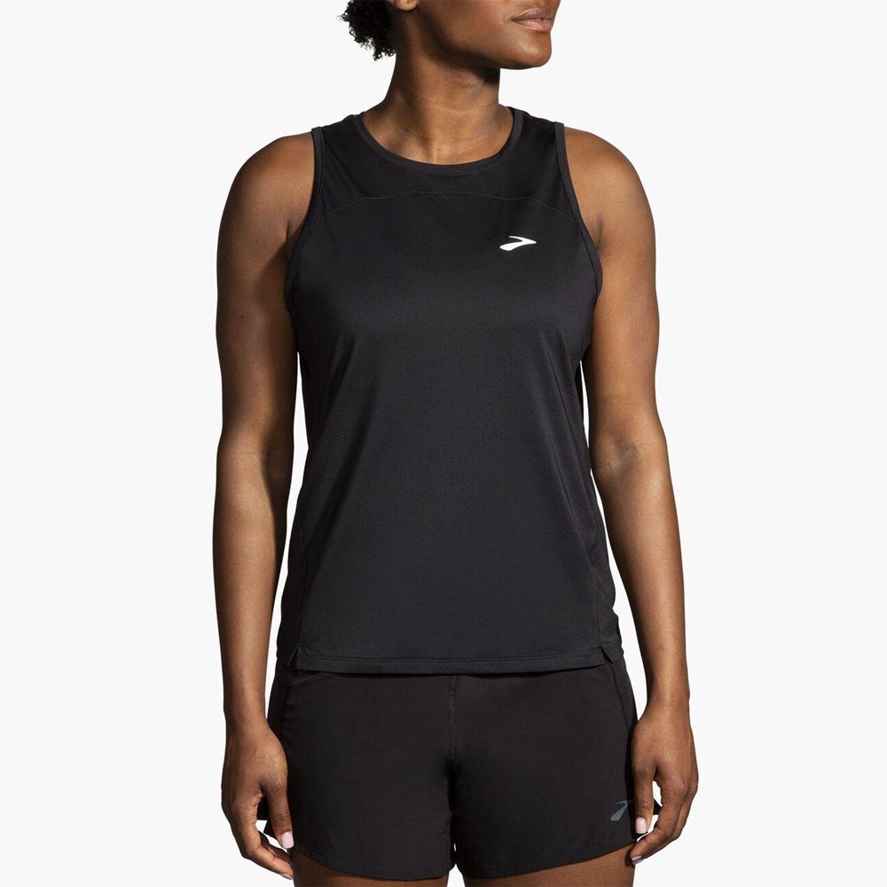 Black Brooks Womens Sprint Free 2.0 Tank Top | BLK-238756