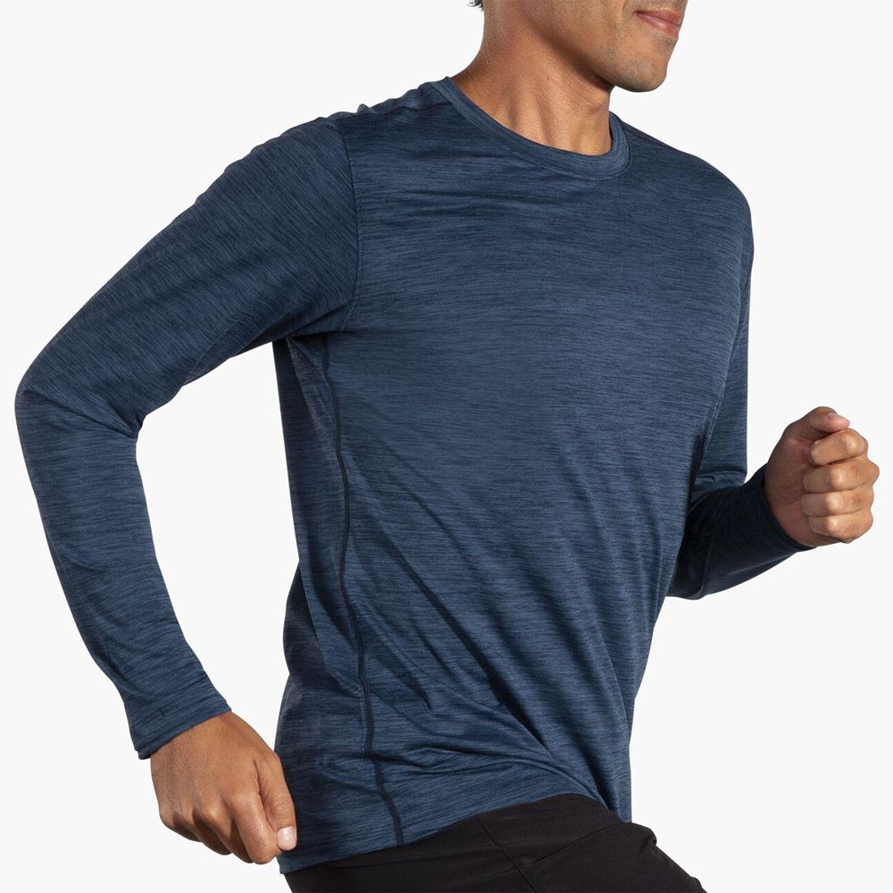 Blue Brooks Mens Luxe Long Sleeve T-Shirt | BZH-912356