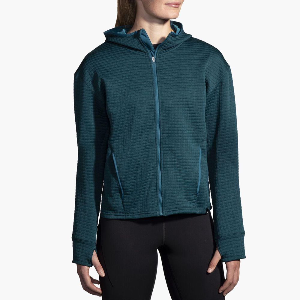 Blue Brooks Womens Activate Midweight Hoodie Top | FIL-498612