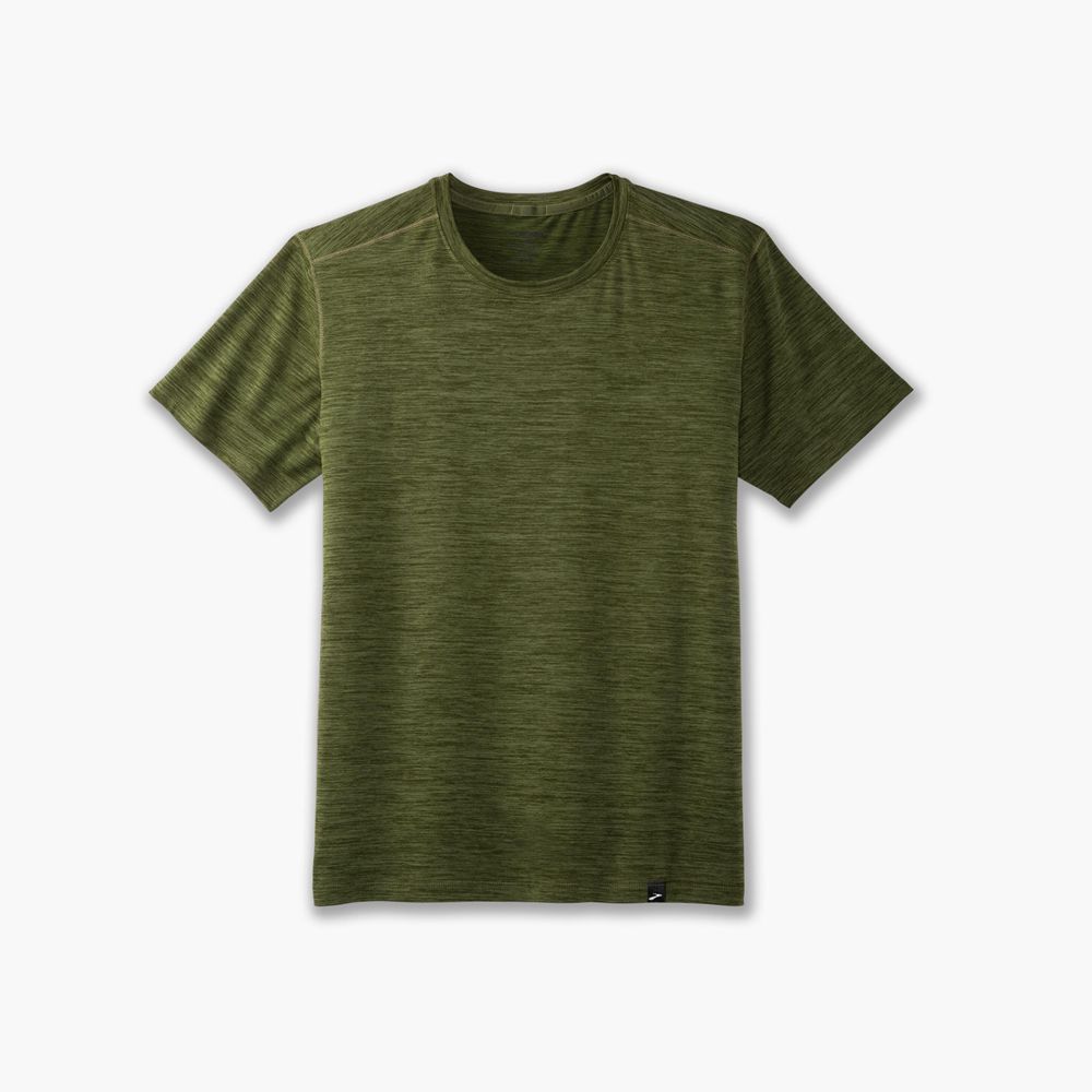 Green Brooks Mens Luxe Short Sleeve T-Shirt | YVH-931572