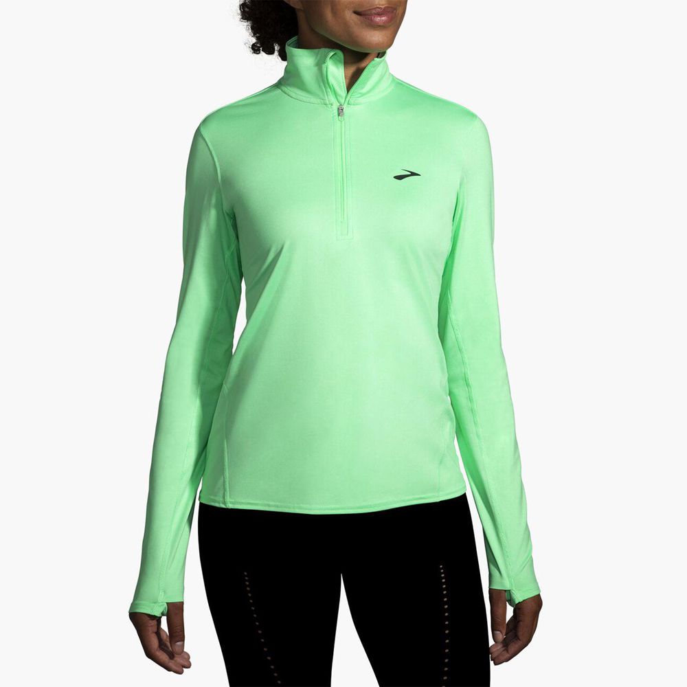 Green Brooks Womens Dash 1/2 Zip 2.0 Top | IKS-214367