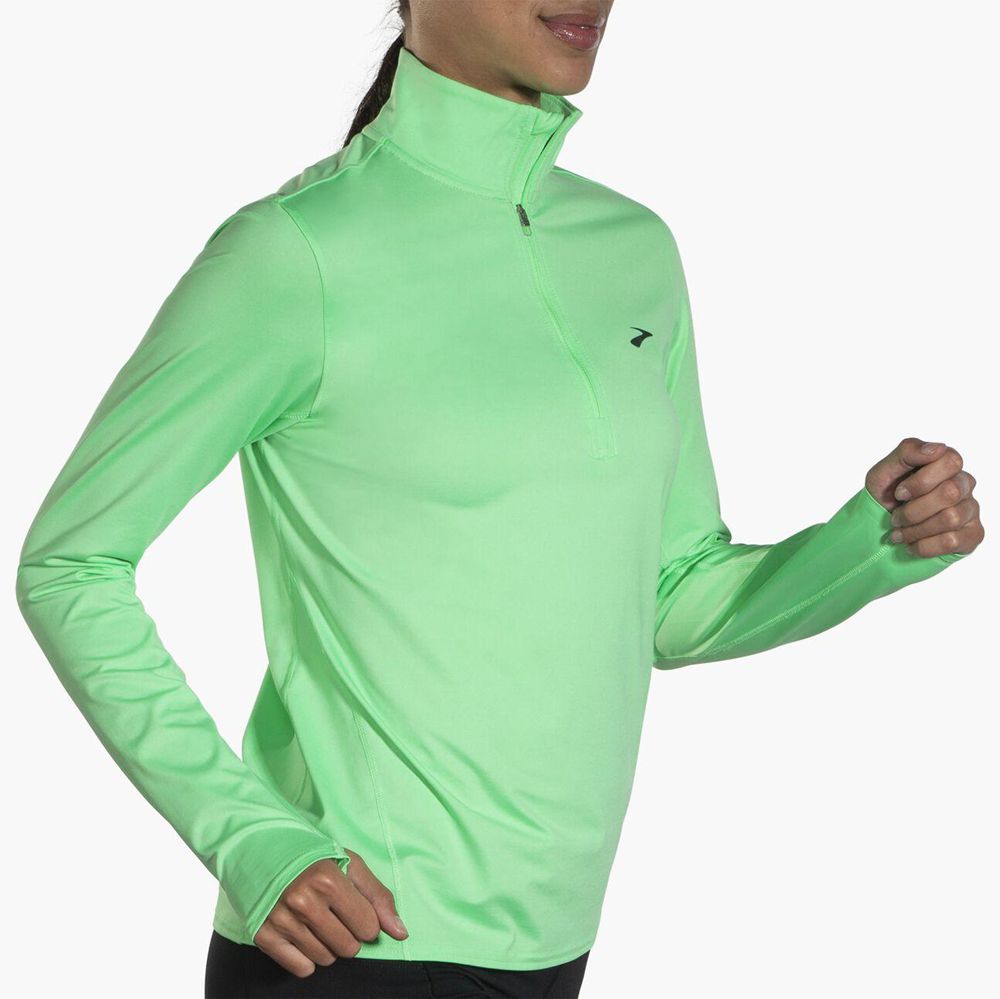 Green Brooks Womens Dash 1/2 Zip 2.0 Top | IKS-214367