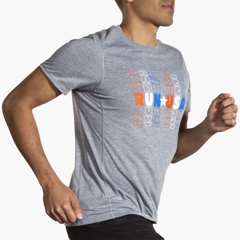 Grey Brooks Mens Distance Short Sleeve 3.0 T-Shirt | UCI-572104