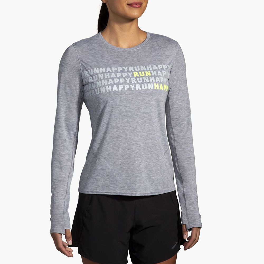 Grey Brooks Womens Distance Long Sleeve 3.0 T-Shirt | UGJ-581236