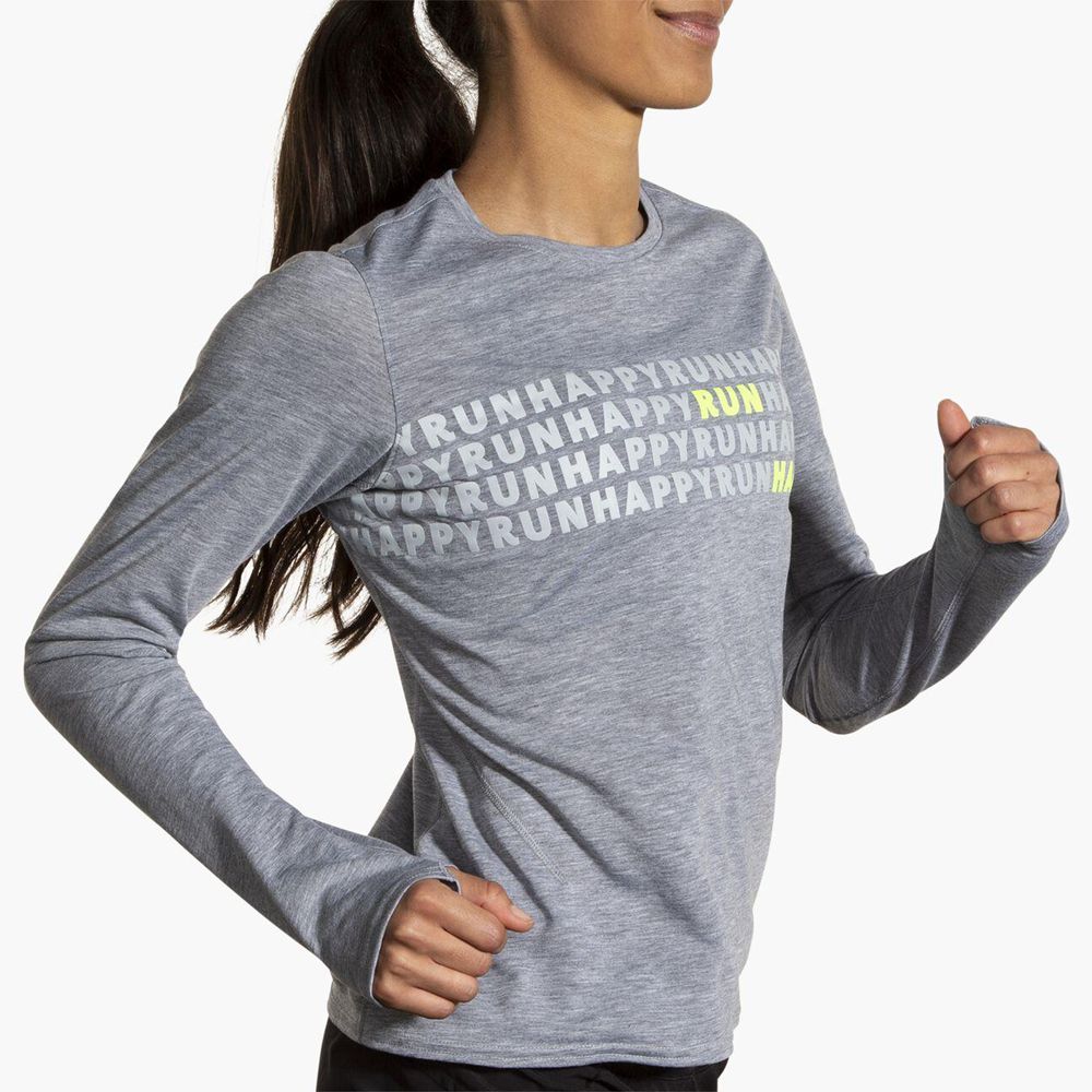 Grey Brooks Womens Distance Long Sleeve 3.0 T-Shirt | UGJ-581236