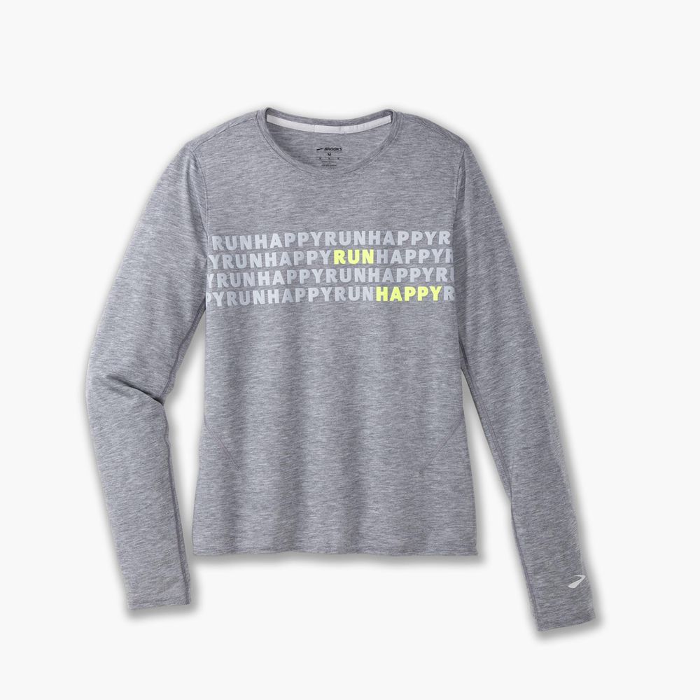 Grey Brooks Womens Distance Long Sleeve 3.0 T-Shirt | UGJ-581236