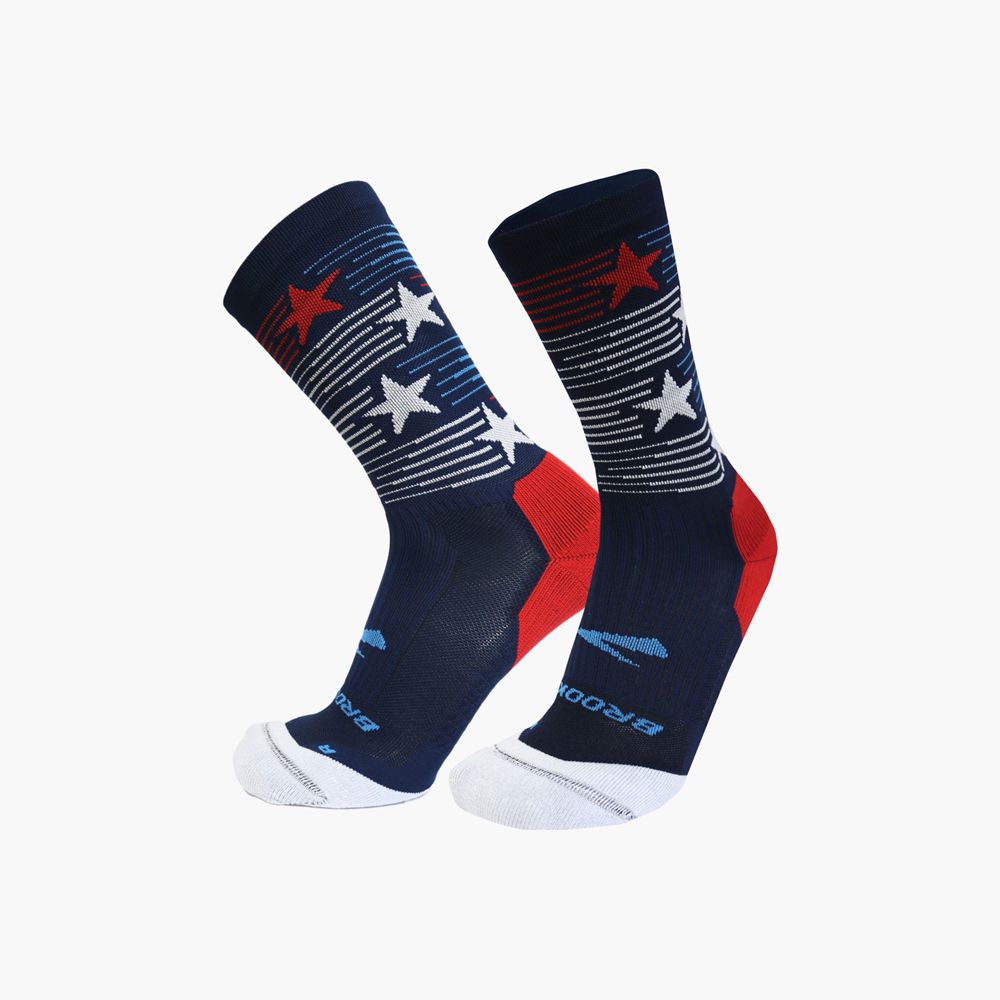 Navy Brooks Mens Ghost Lite Crew Socks | NLP-640783