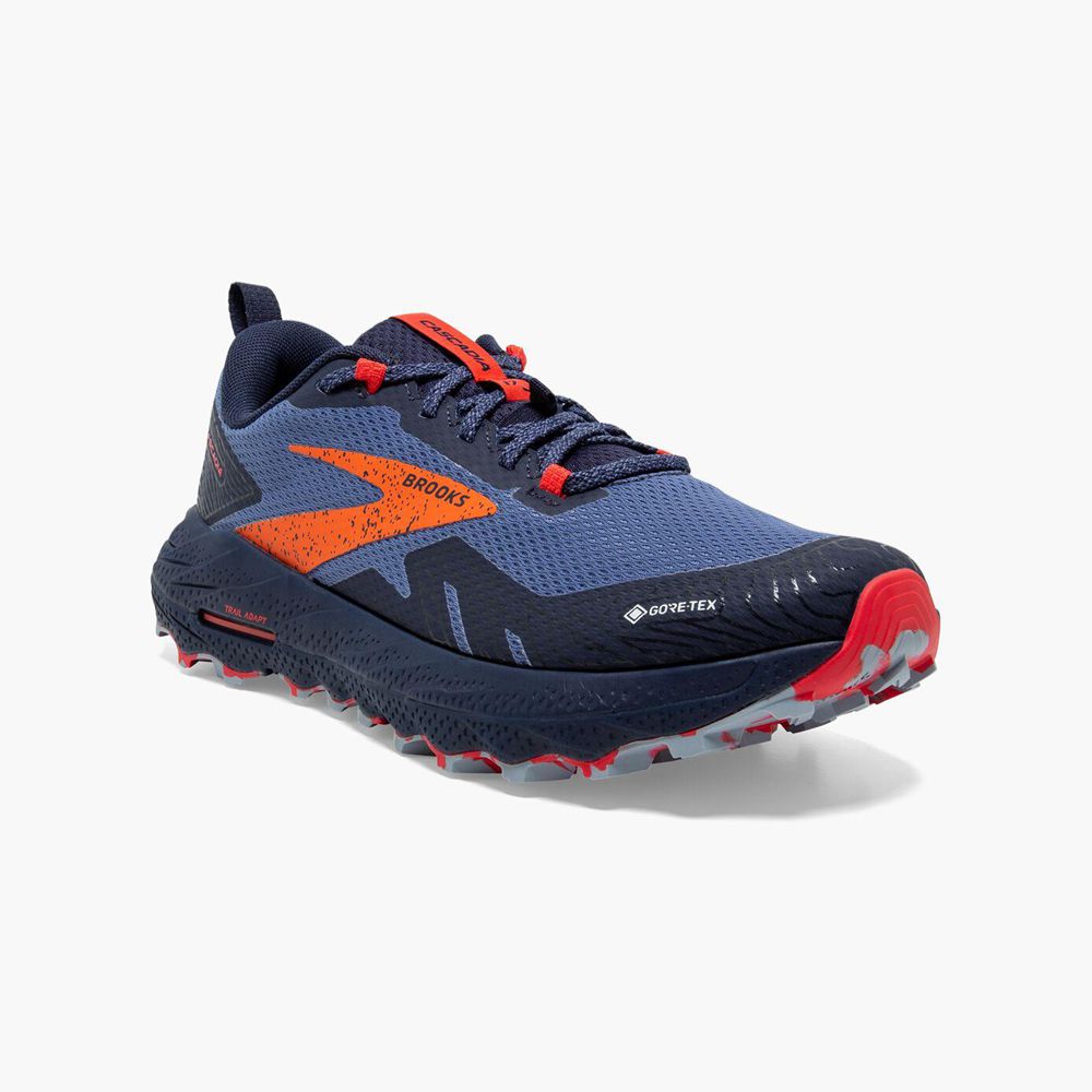 Navy Brooks Womens Cascadia 17 GTX Trail Running Shoes | VKQ-974356