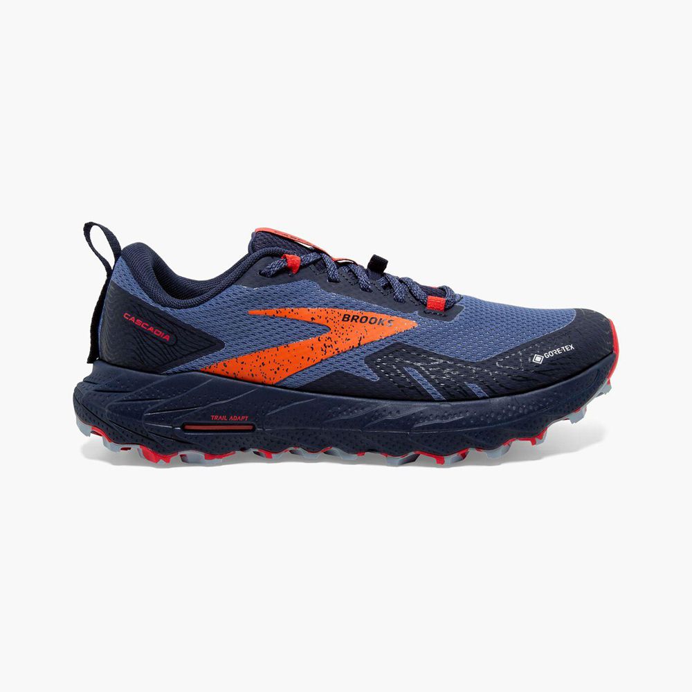 Navy Brooks Womens Cascadia 17 GTX Trail Running Shoes | VKQ-974356