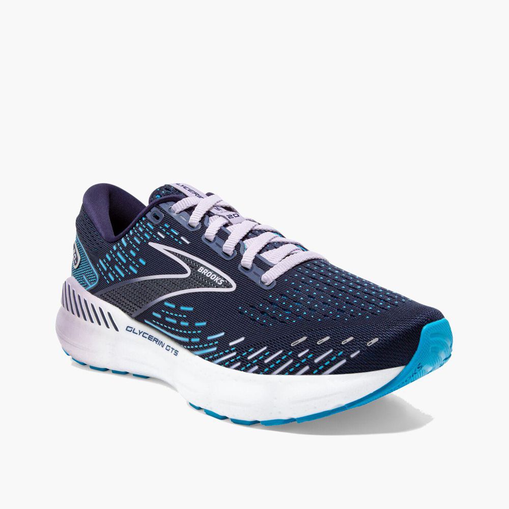 Navy Brooks Womens Glycerin GTS 20 Running Shoes | RLZ-158496