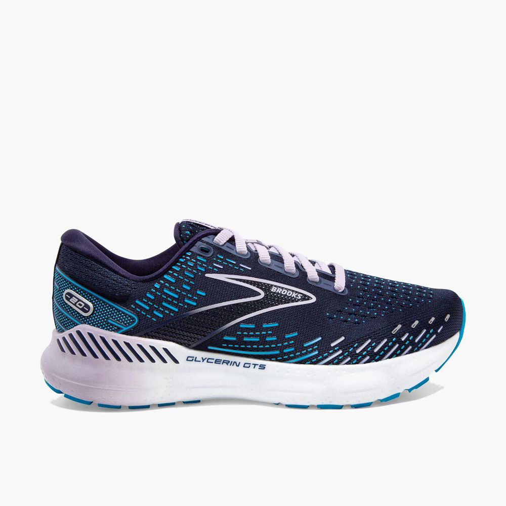 Navy Brooks Womens Glycerin GTS 20 Running Shoes | RLZ-158496