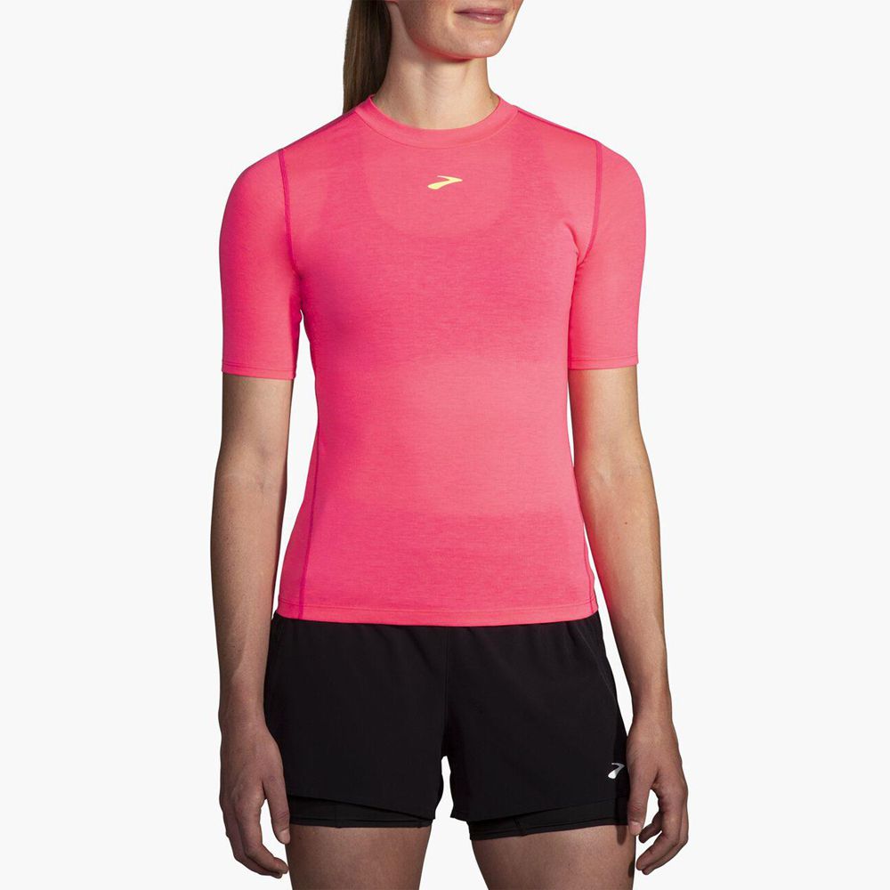 Pink Brooks Womens High Point Short Sleeve T-Shirt | GKL-806413