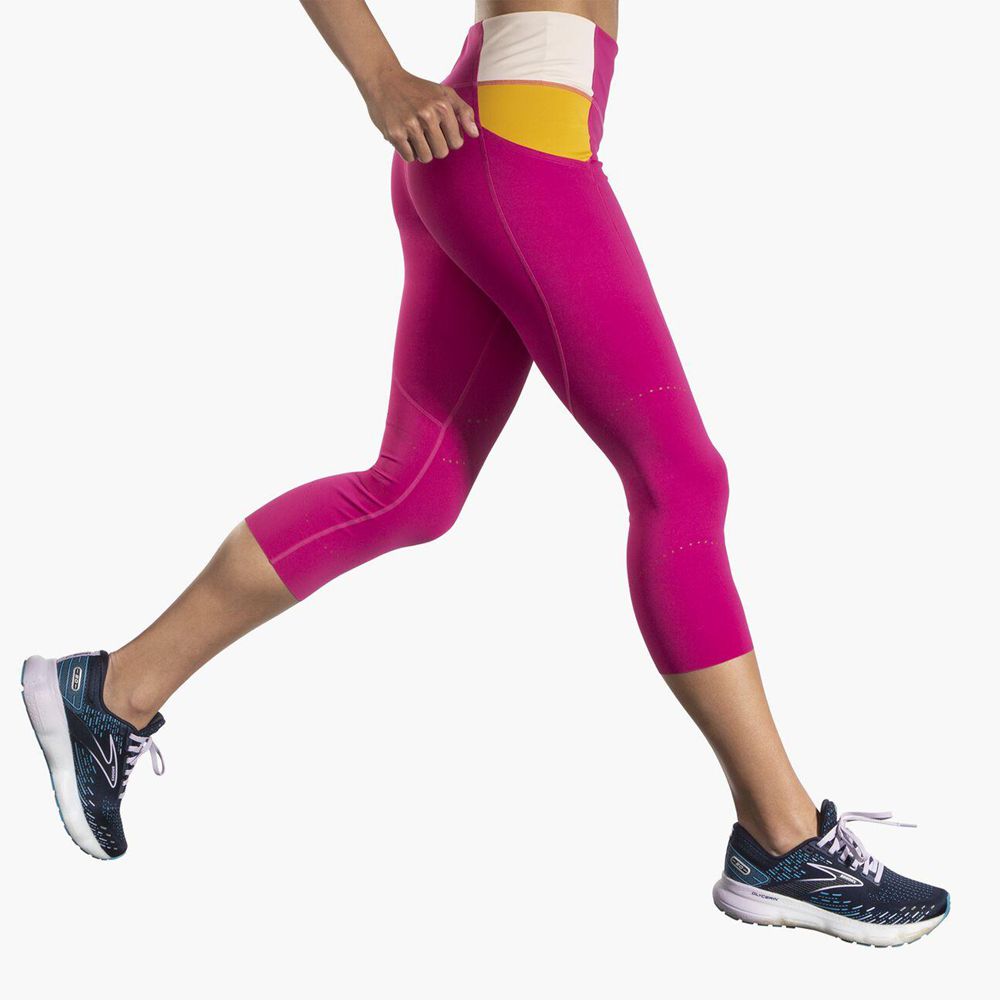 Purple Brooks Womens Method 3/4 Tight Pants | BRO-243876