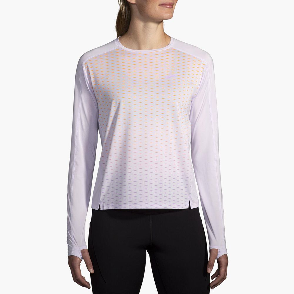 Purple Brooks Womens Sprint Free Long Sleeve 2.0 T-Shirt | ASW-643015