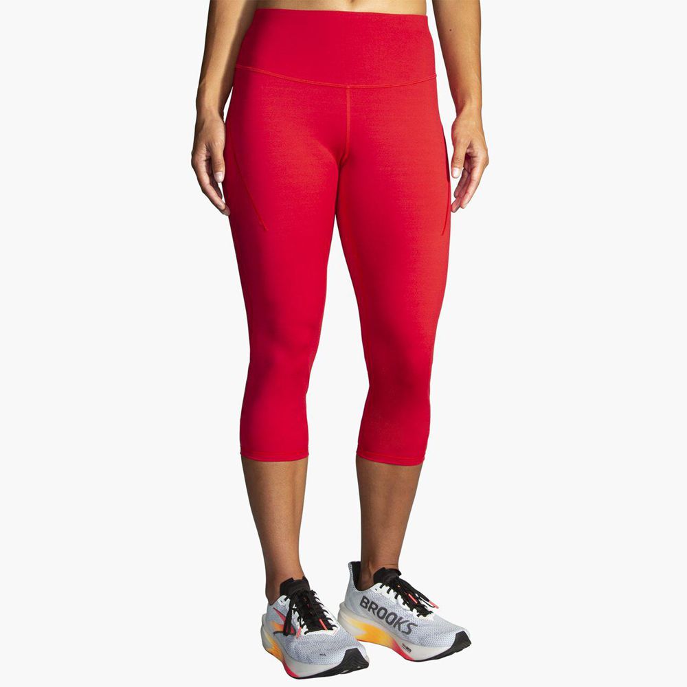 Red Brooks Womens Spark Capri Pants | VXJ-759361