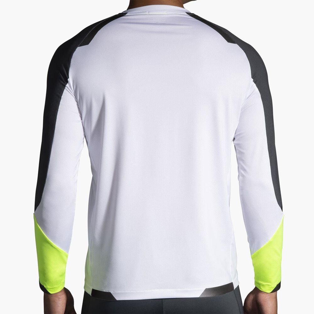 White Brooks Mens Run Visible Long Sleeve T-Shirt | OBM-682905