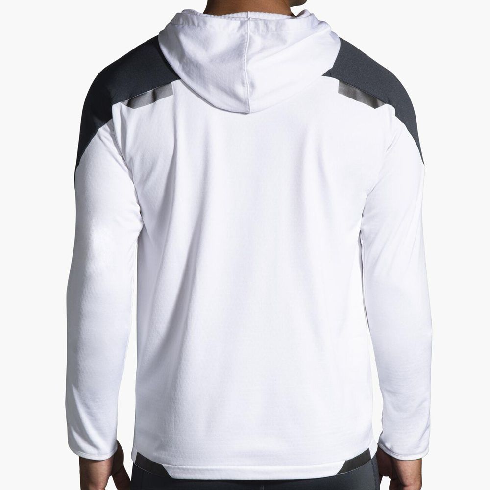 White Brooks Mens Run Visible Thermal Hoodie Top | IKG-893752