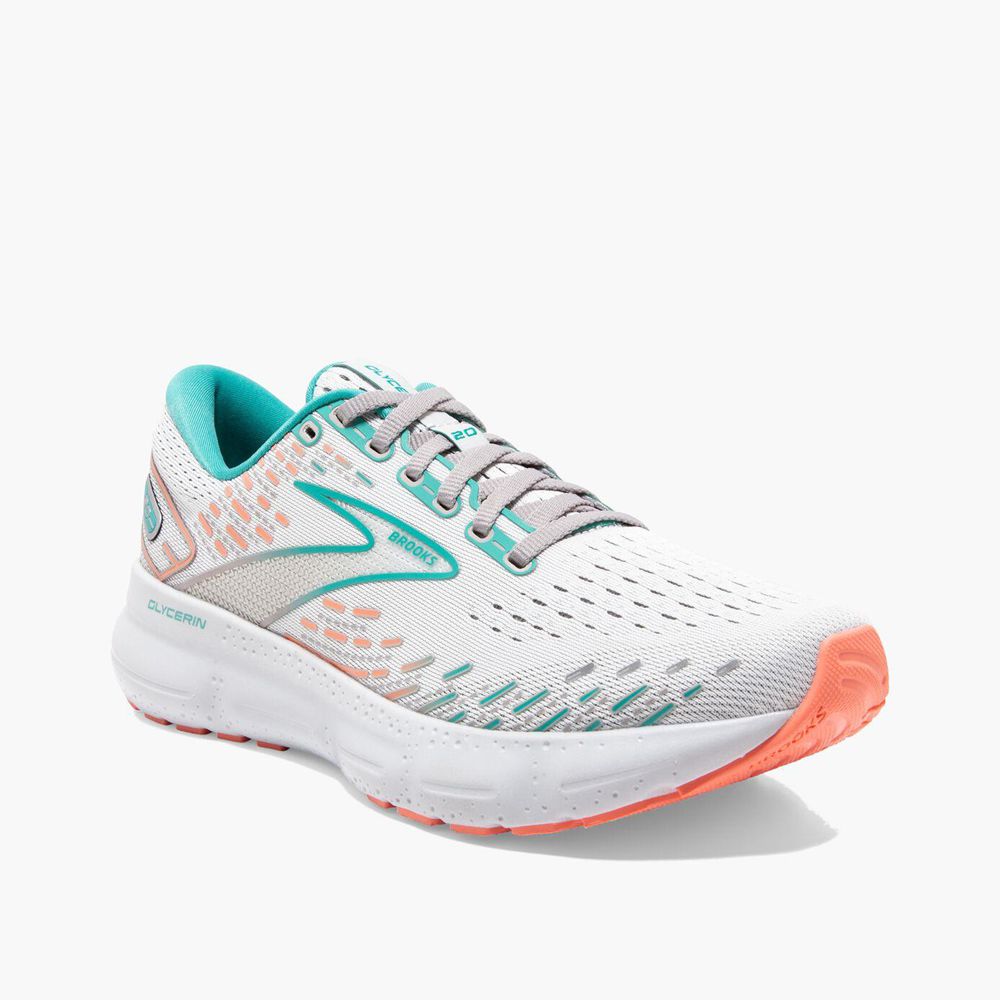 White Brooks Womens Glycerin 20 Running Shoes | FOB-916450