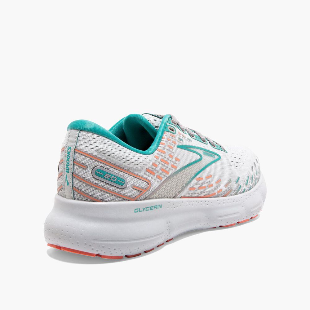 White Brooks Womens Glycerin 20 Running Shoes | FOB-916450