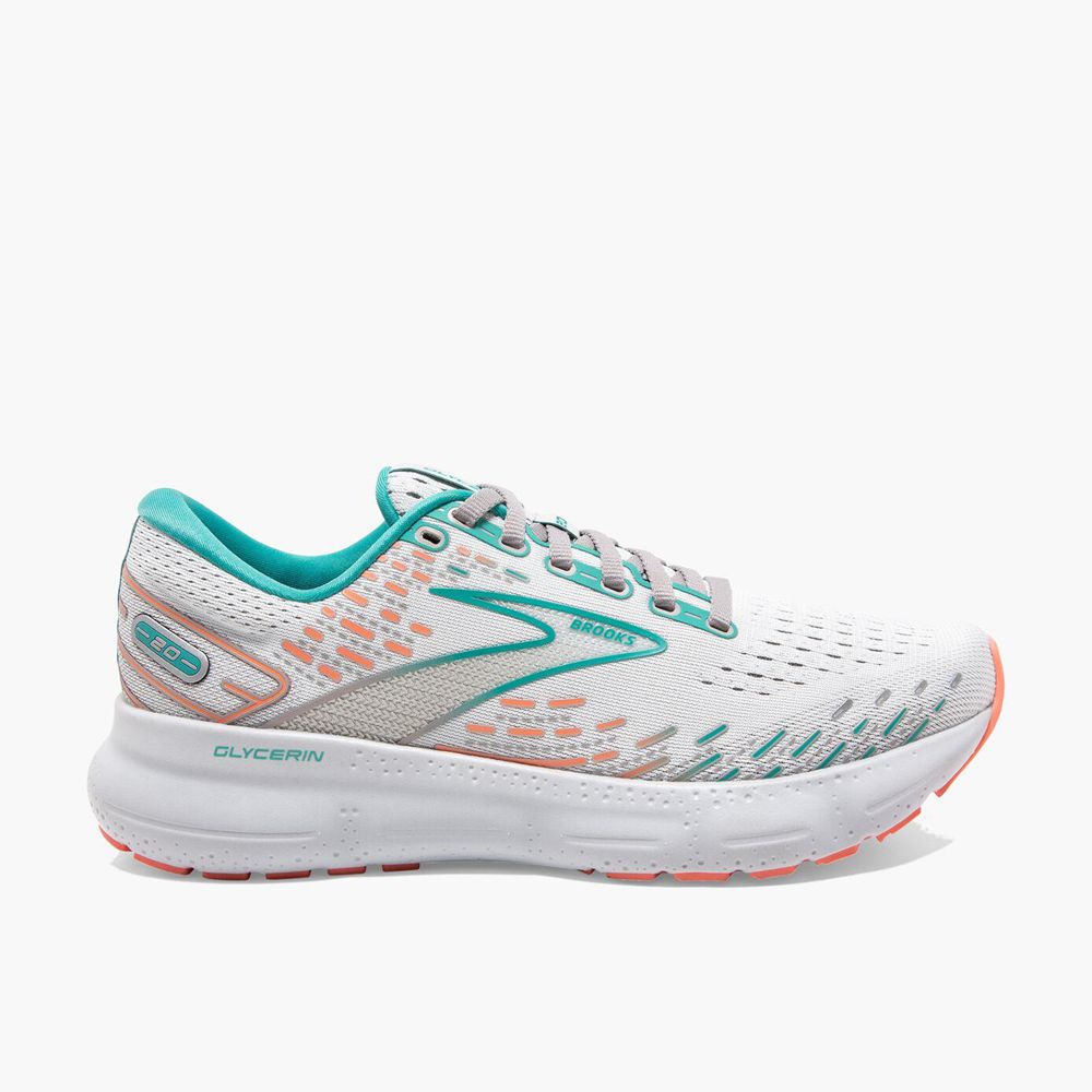 White Brooks Womens Glycerin 20 Running Shoes | FOB-916450