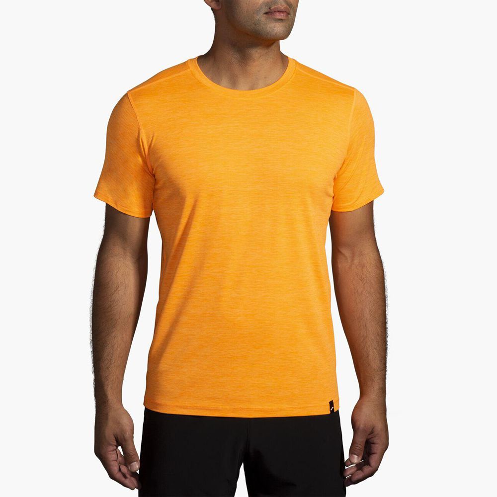 Yellow Brooks Mens Luxe Short Sleeve T-Shirt | MQA-830914