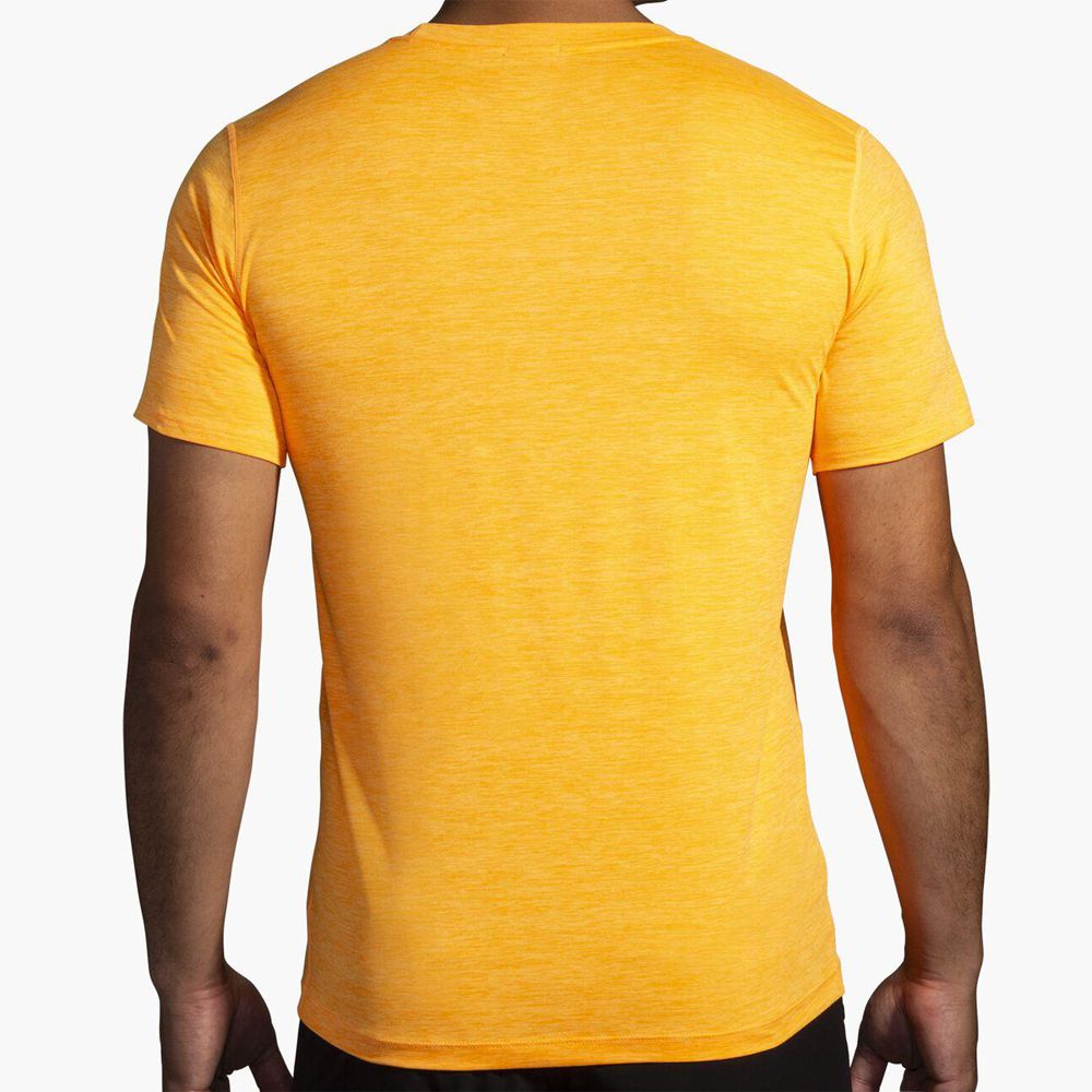 Yellow Brooks Mens Luxe Short Sleeve T-Shirt | MQA-830914